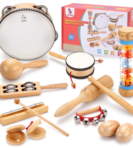 Kids Music Toys Wood Percussion Instruments Tambores Musical Education Birthday Gift for 1 Year Old