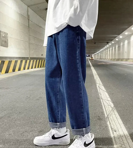 Autumn Korean Fashion Drawstring Y2K Jeans Homme Classic Baggy Straight Wide Leg Pants 2025 New Hip Hop Streetwear Casual Jean