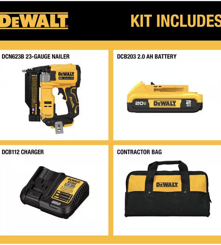 ATOMIC 20V MAX Lithium Ion Cordless 23 Gauge Pin Nailer Kit with 2.0Ah Battery and Charger