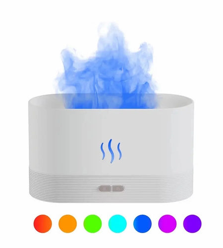 Ultrasonic Humidifier with 7 Colors Flame Lights,Essential Oil Diffuser,White