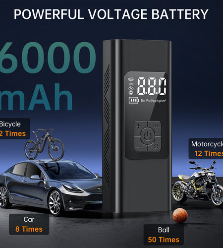 Tire Inflator, Portable 150 PSI Air Compressor Bicycle Pump with Digital Pressure Gauge, Cordless Rechargeable Tire Pump with LED Light, Mini Electric Air Pump for Car Bike Motorcycle Ball