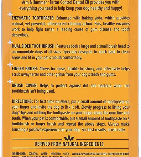 for Pets Tartar Control Kit for Dogs-Contains Toothpaste, Dog Toothbrush & Fingerbrush - Dog Teeth Cleaning Kit, Dog Toothpaste Kit from Arm and Hammer, Dog Dental Care, Pet Toothbrush