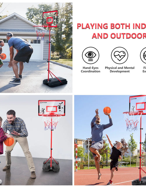 Load image into Gallery viewer, Kids Basketball Hoop with Stand, Adjustable Basketball Set, Toddler Basketball Toys for Boys Age 3 4 5 6 7 8, Indoor Outdoor Backyard Sport Game Gifts
