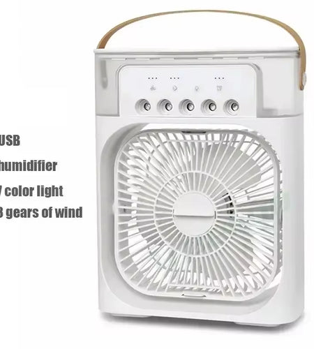 Water Mist Electric Fan Air Humidifier LED Night Light Suitable for Families Portable Air Conditioner Triple Cooler Cooling Home