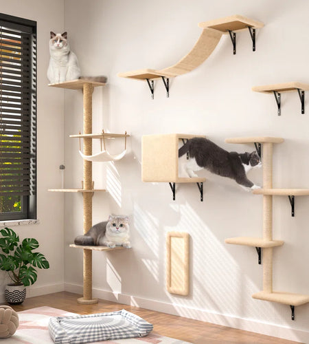 Damyanti Wall-Mounted Cat Tree Shelved 6 Pcs Climbing Center