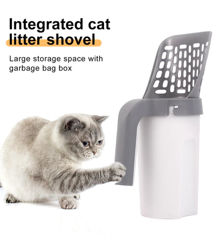 Cat Litter Shovel Scoop with Refill Bag for Pet Filter Clean Toilet Garbage Picker Cat Supplies Cat Litter Box Self Cleaning