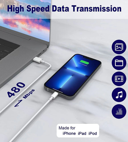 Iphone Fast Charger, 3 Pack [Apple Mfi Certified] 20W Type C Charger Block with 6FT USB C to Lightning Fast Charging Data Sync Cable Compatible for Iphone 14 13 12 11 Pro Max XS XR X (White）