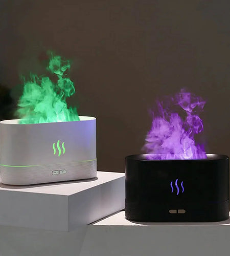 Ultrasonic Humidifier with 7 Colors Flame Lights,Essential Oil Diffuser,White