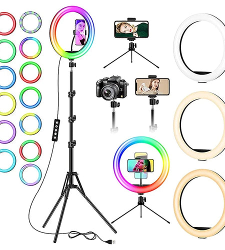 LED 2-Pack Video Light Kit, Remote Control Dimmable USB LED Continuous Light Photography Light with Tripods, 9 Color Filters and 10 Brightness Level for Video Recording, Game Streaming, Youtube